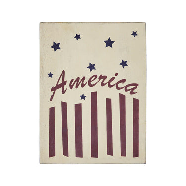 America Stars & Stripes Wooden Block 8x6x1.25 - The Fox Decor